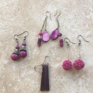 Set of 4 Earrings - Purple